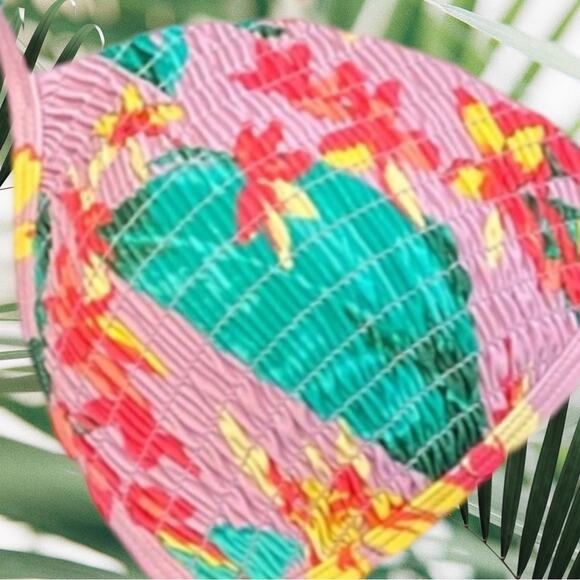 Aerie Bikini Swim Top Tropical Print padded for lift  like new Condition M - Picture 3 of 5